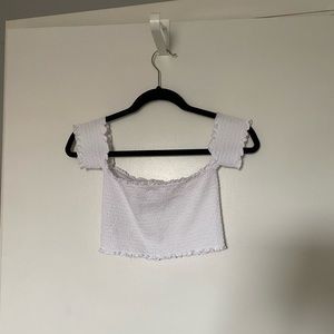 White Ruched Crop Top